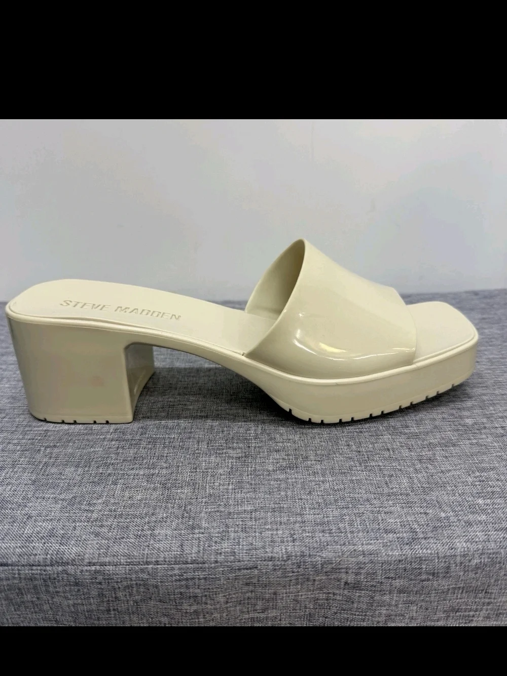 Steve Madden Off White Chunky Block Heel Slide Sandals Platform Size 11M - Picture 10 of 10